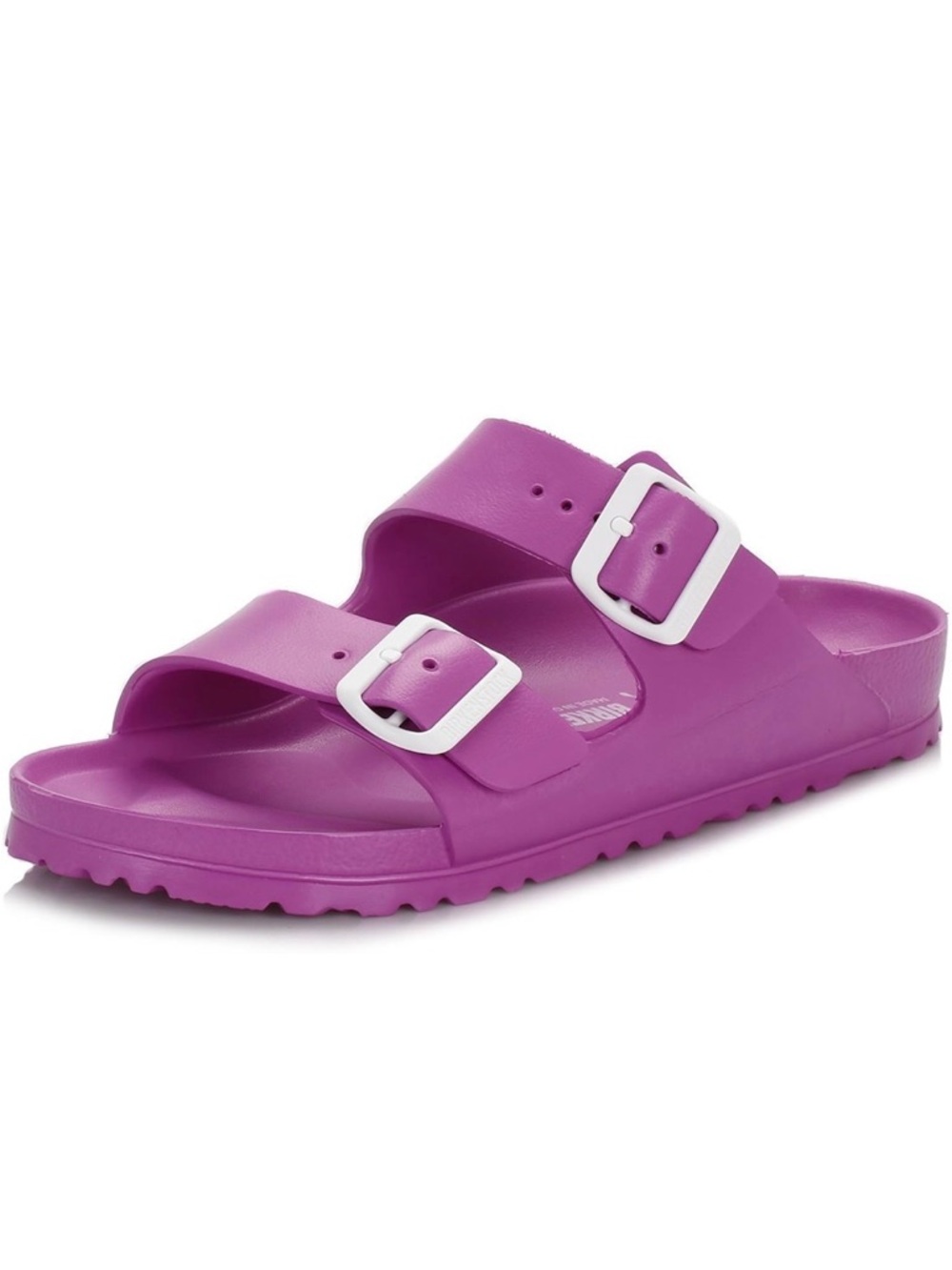 Birkenstock Arizona EVA Sandal in Bright Purple with White Buckles